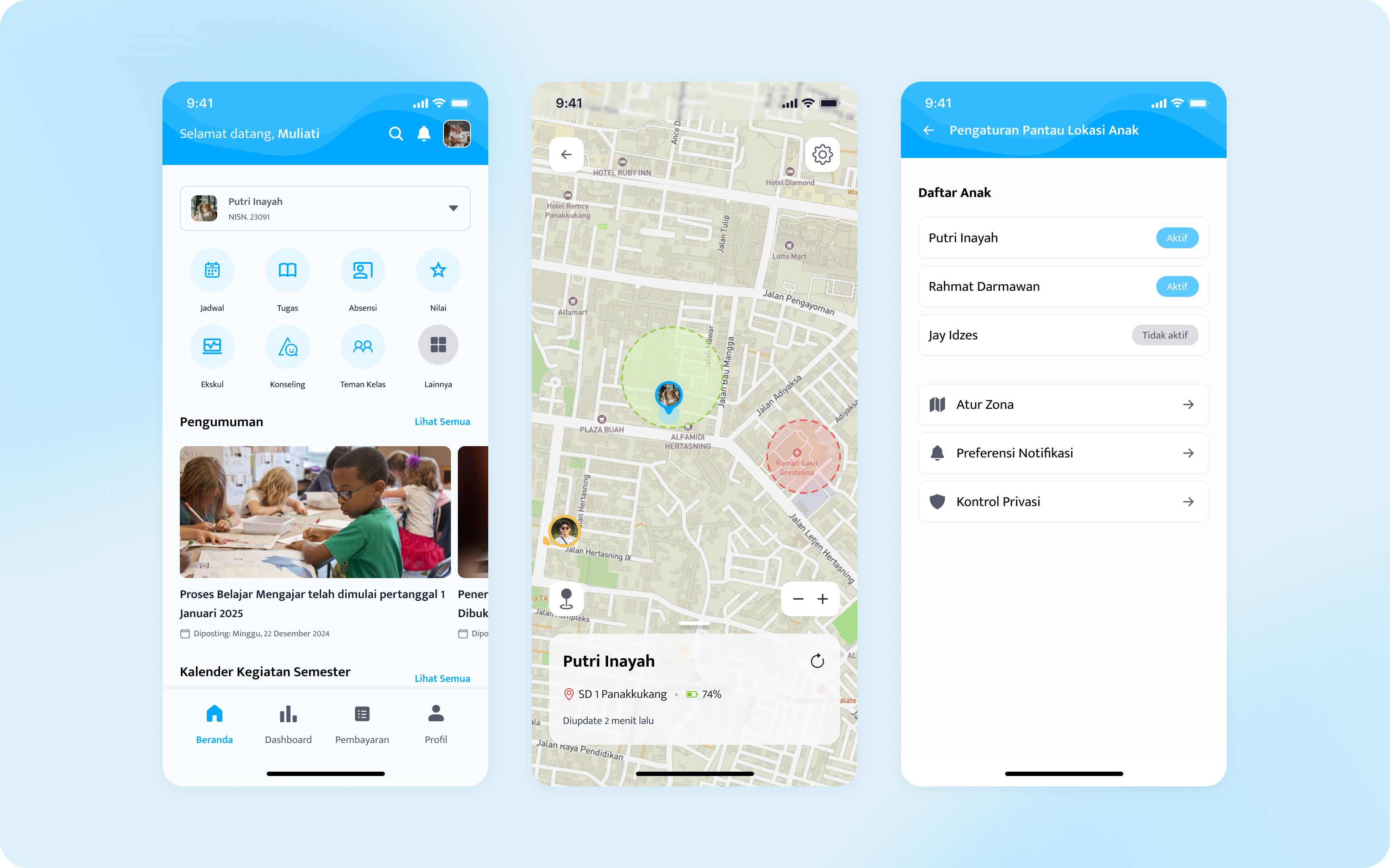 SmartSchool Location Tracker — tampilan 1