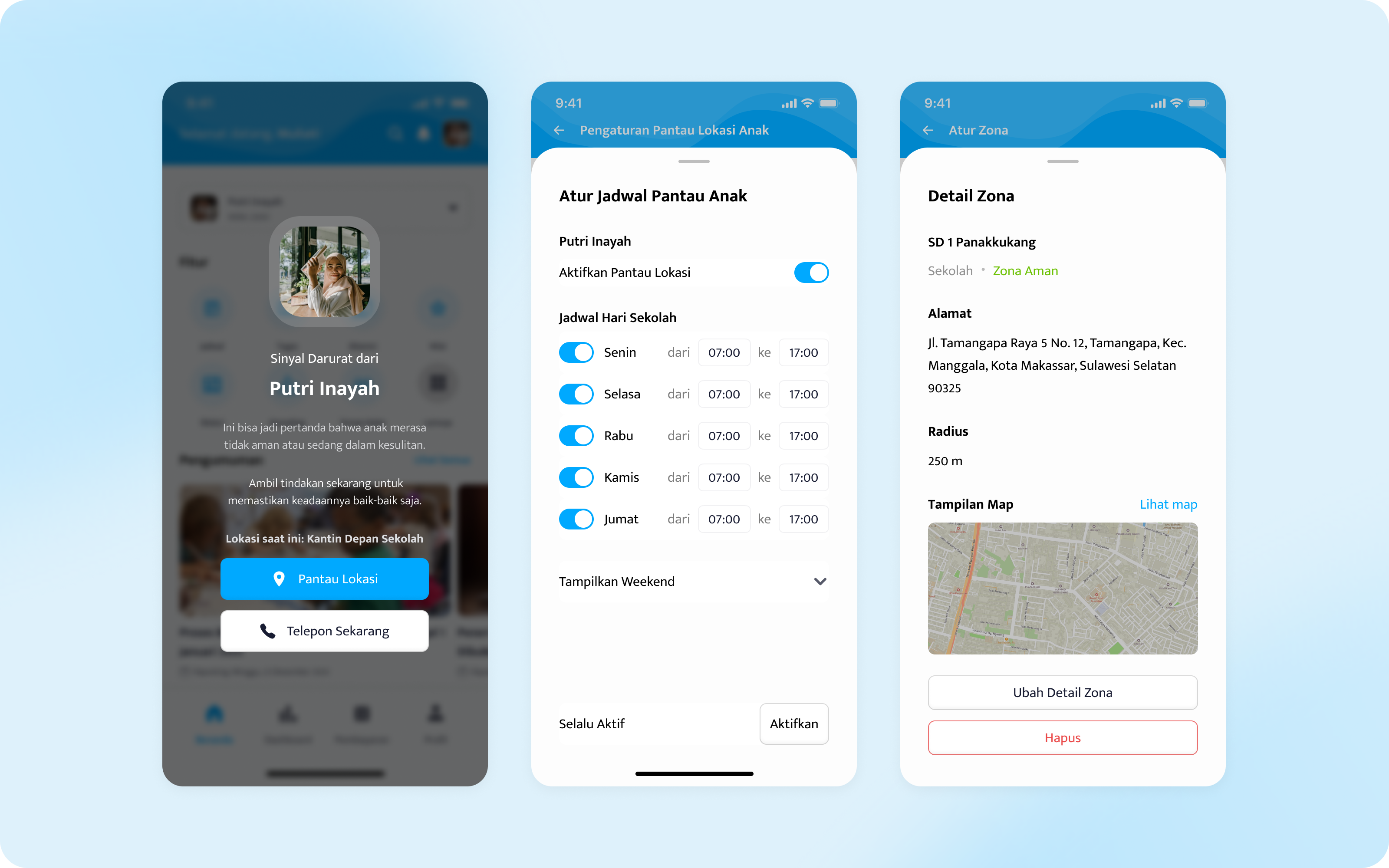 SmartSchool Location Tracker — tampilan 2